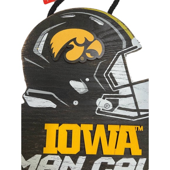 "FOCO NCAA Iowa Hawkeyes T Helmet Man Cave Wall Sign" - Picture 5 of 10